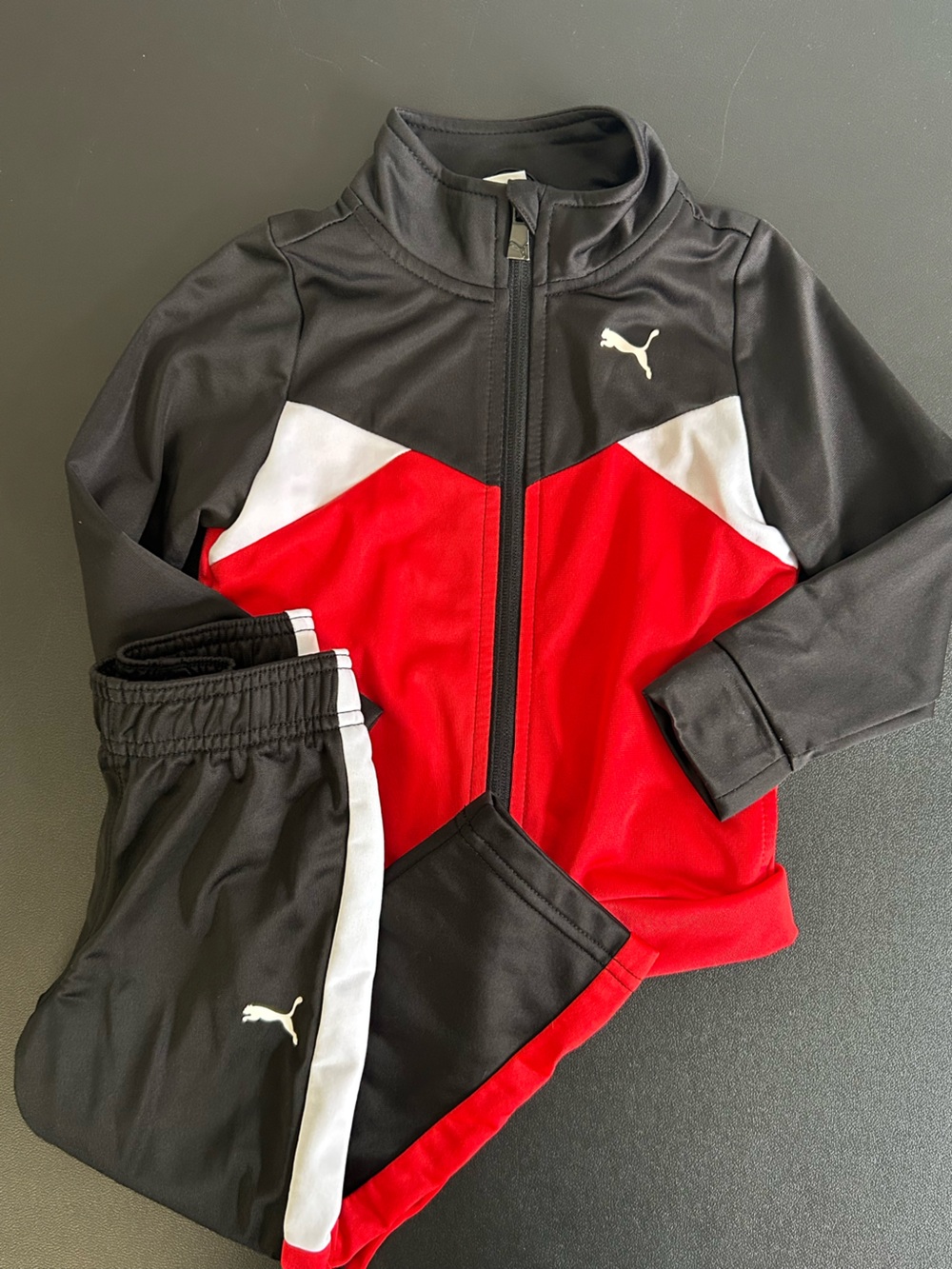 PUMA Size 24 Months Black/Red/White Track Suit Set